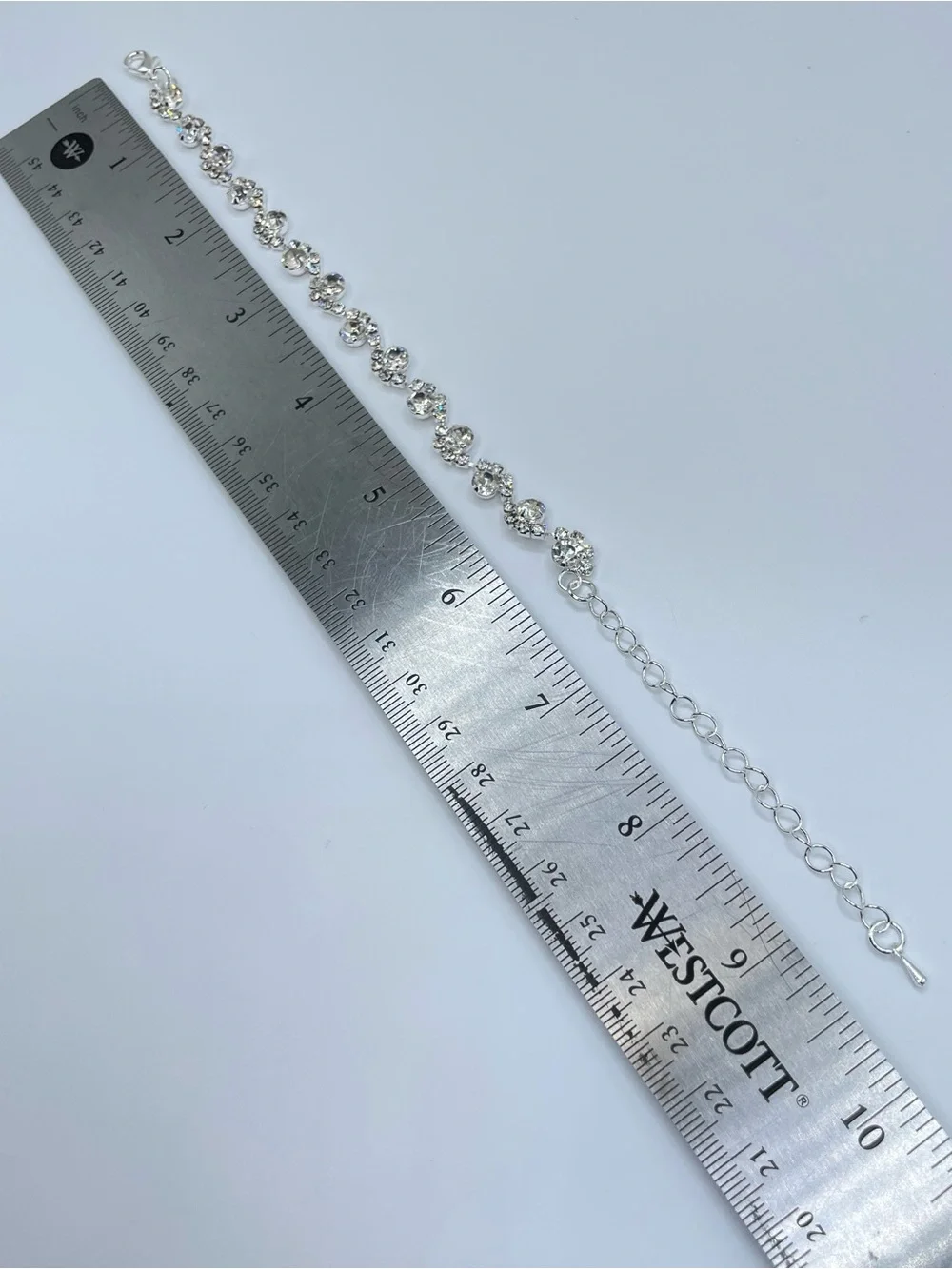 Silver Diamond White Crystal Tennis Bracelet Bridal Glam Elegant Bracelet
